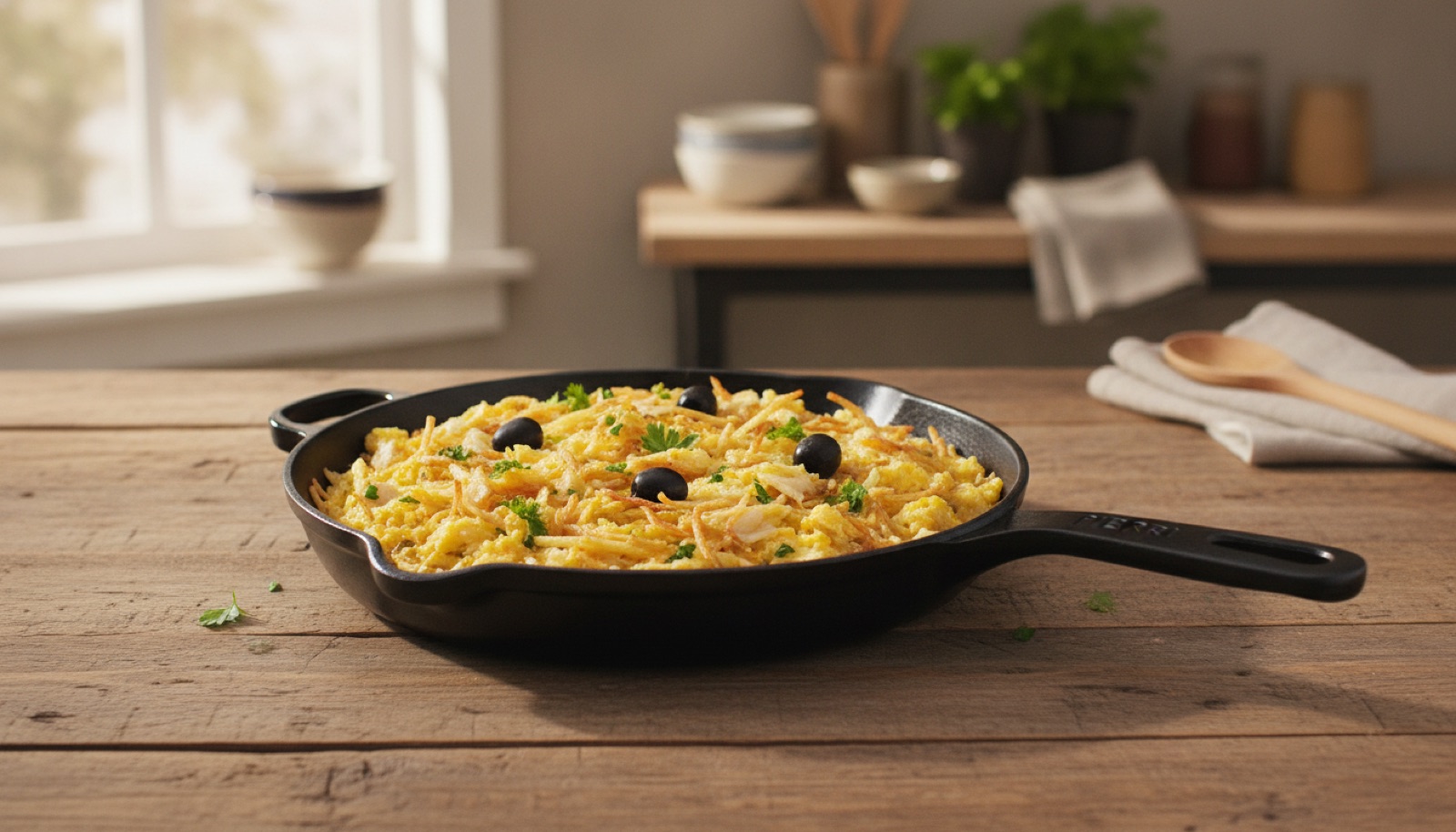 Bacalhau à Brás na Frigideira de Ferro Fundido: Receita Portuguesa