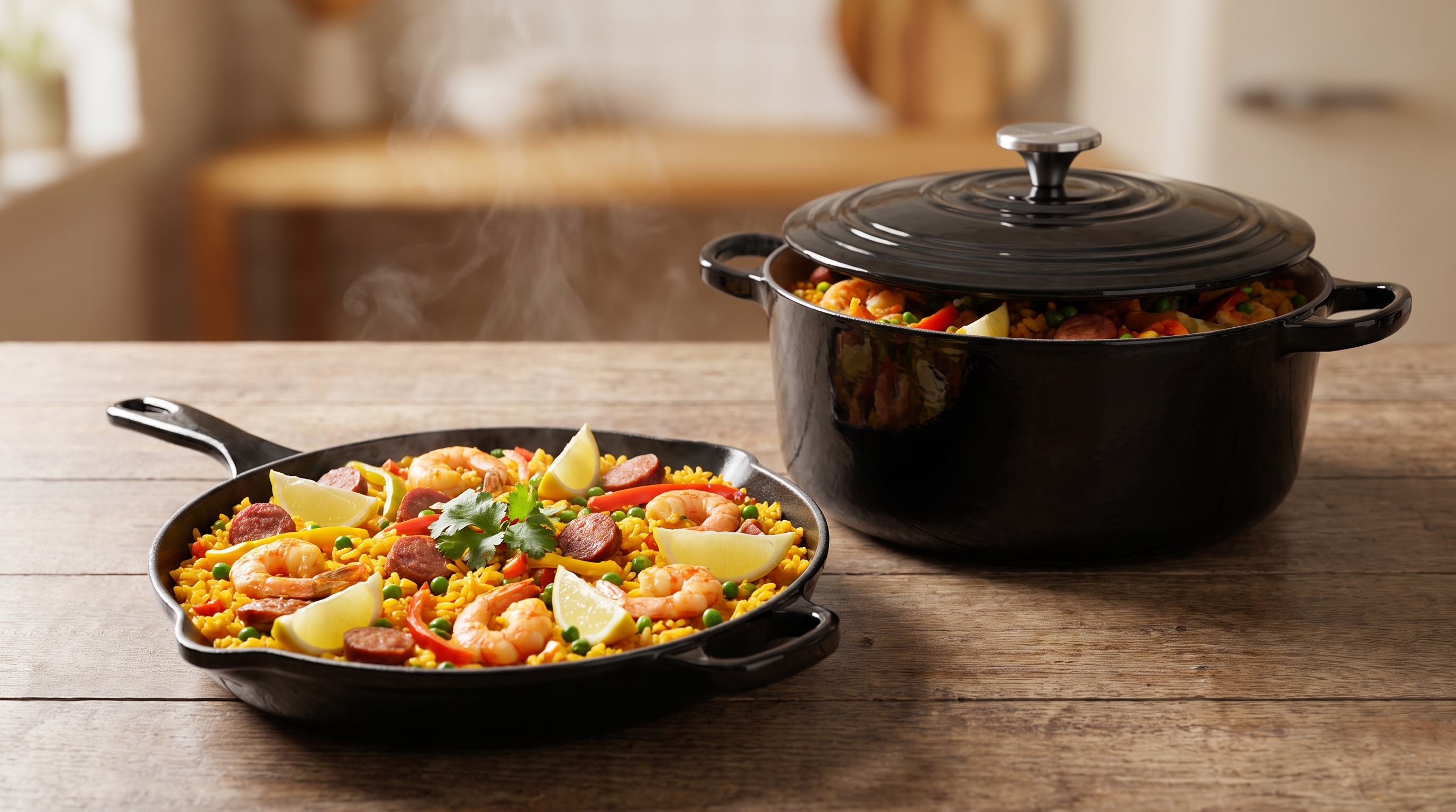 Paella Brasileira na Frigideira de Ferro Fundido