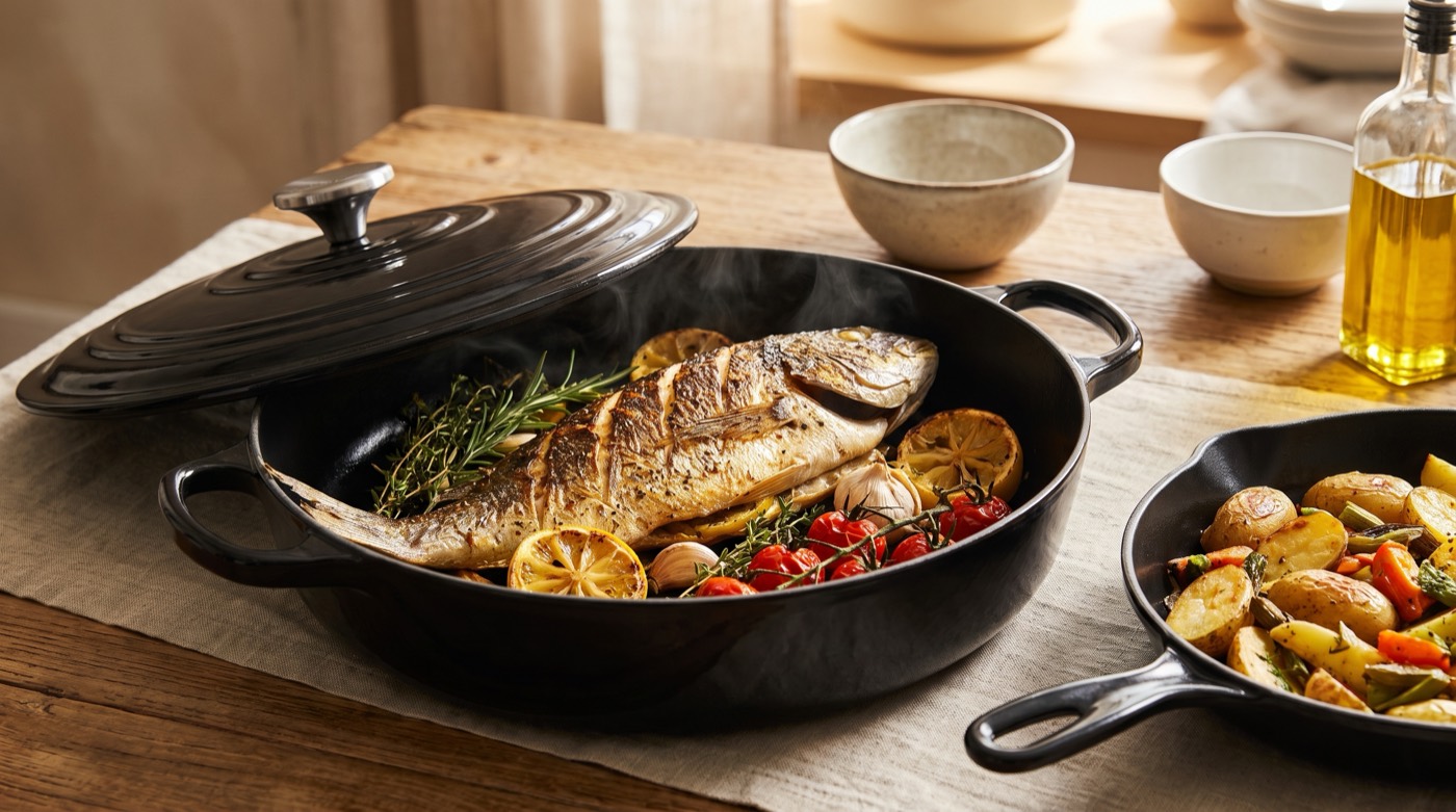 Peixe Inteiro Assado na Caçarola de Ferro Fundido: Como Fazer