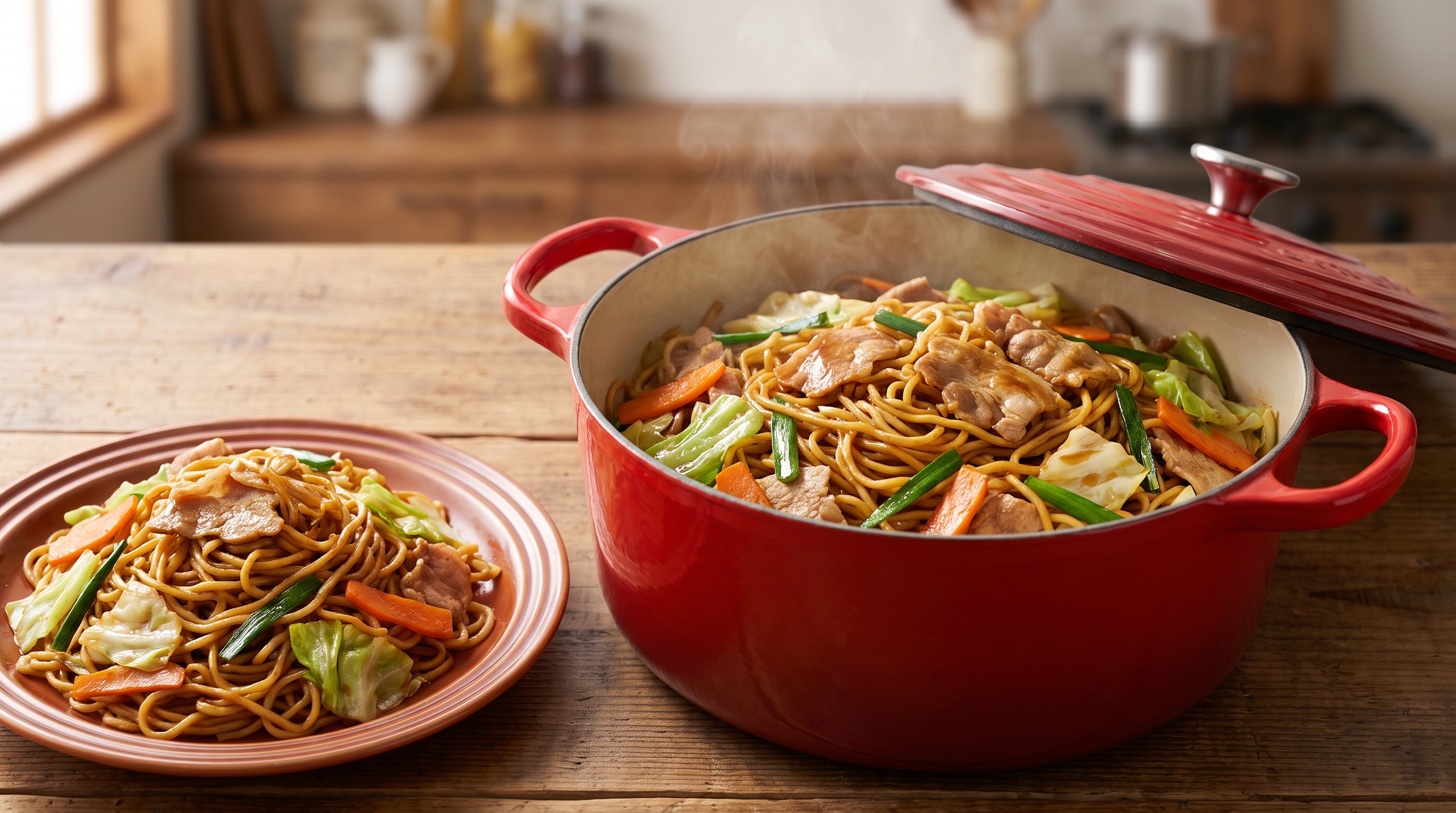 Yakisoba na Frigideira de Ferro Fundido Esmaltado: Receita Rápida